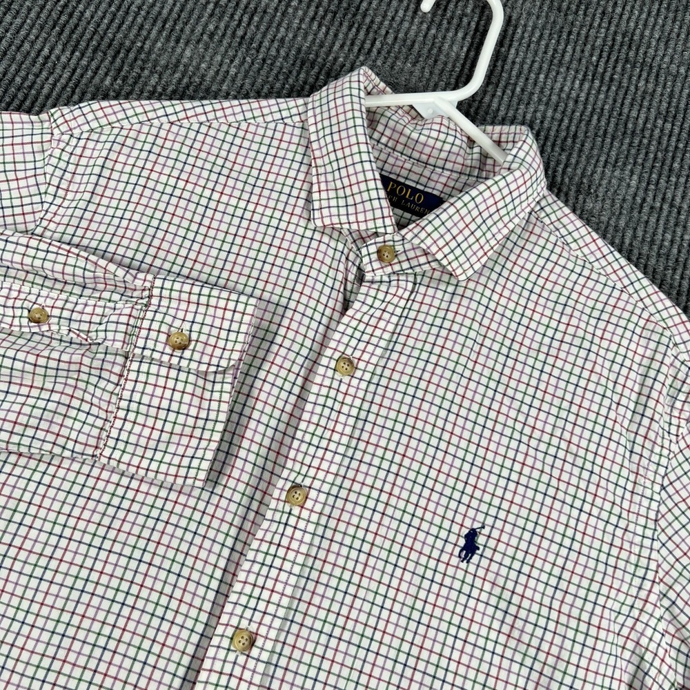 Polo Ralph Lauren Shirt Mens XL Extra large White Check Long Sleeve Button Up